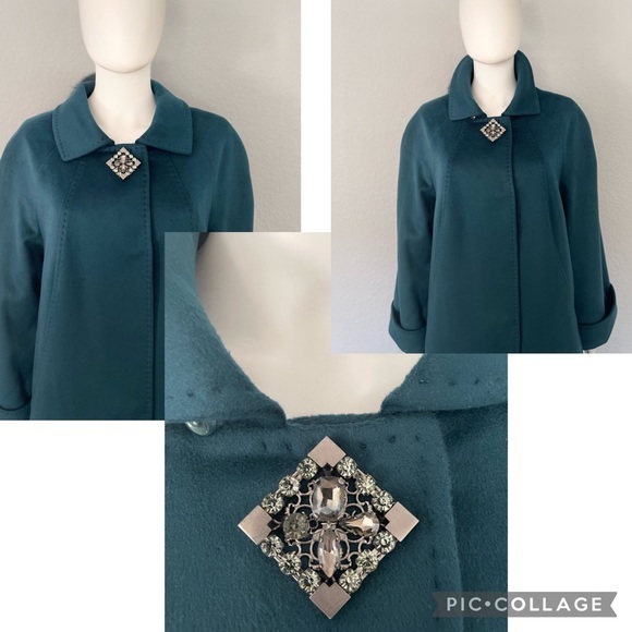 NWT WOMEN PLUS SIZE LONG COAT‎ CASHEMERE BLEND REAL FUR COLLAR RAGLAN SLEEVES - Picture 4 of 13